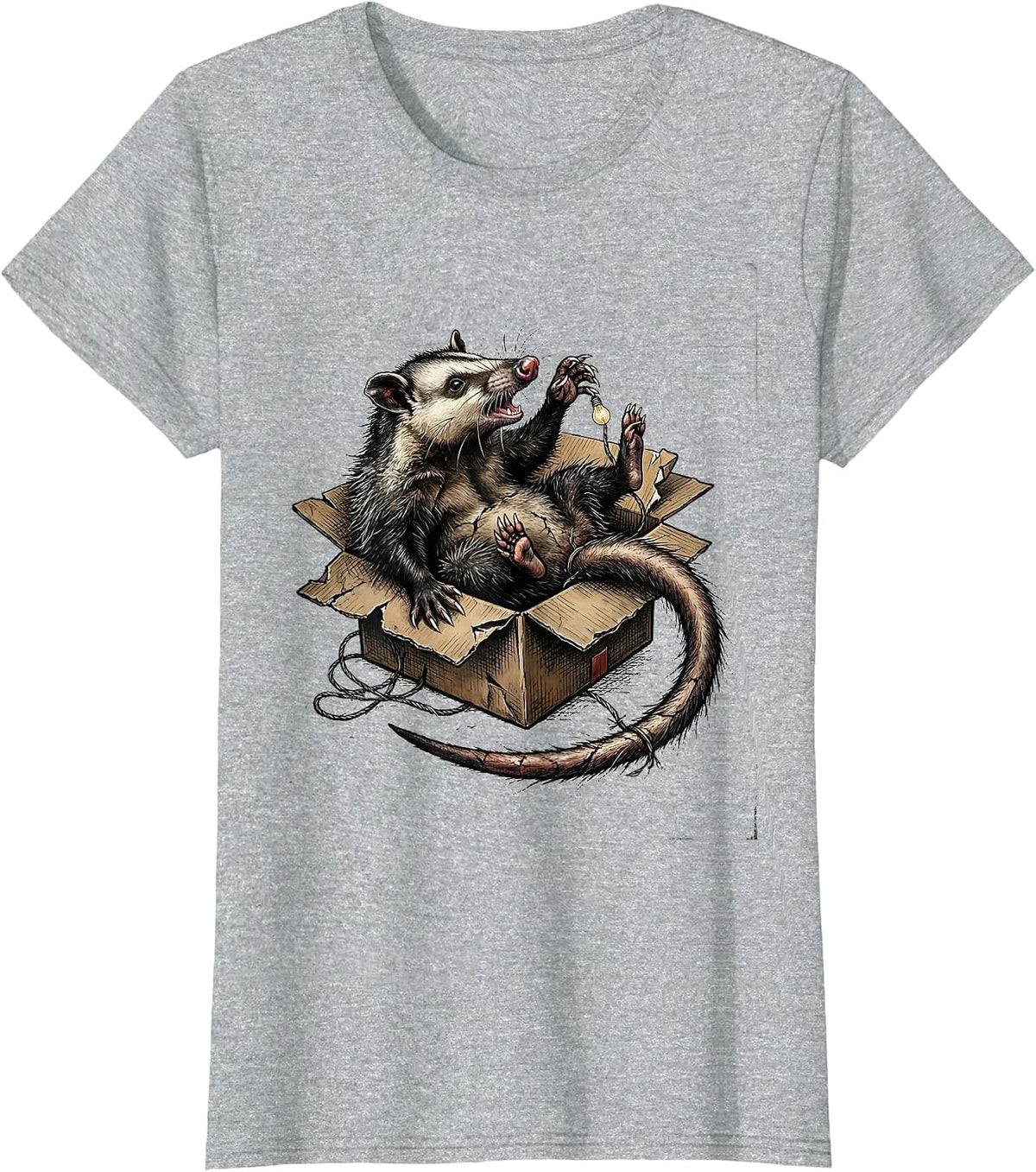 Women's Angry Opossum Possum Lover Meme Humor T-Shirt - Heather Grey