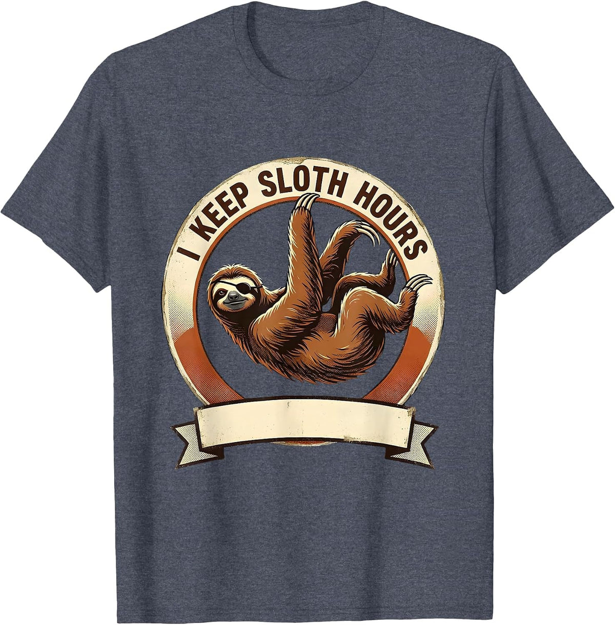 I Keep Sloth Hours Funny Sloth Lover Humor Vintage T-Shirt - Heather Blue