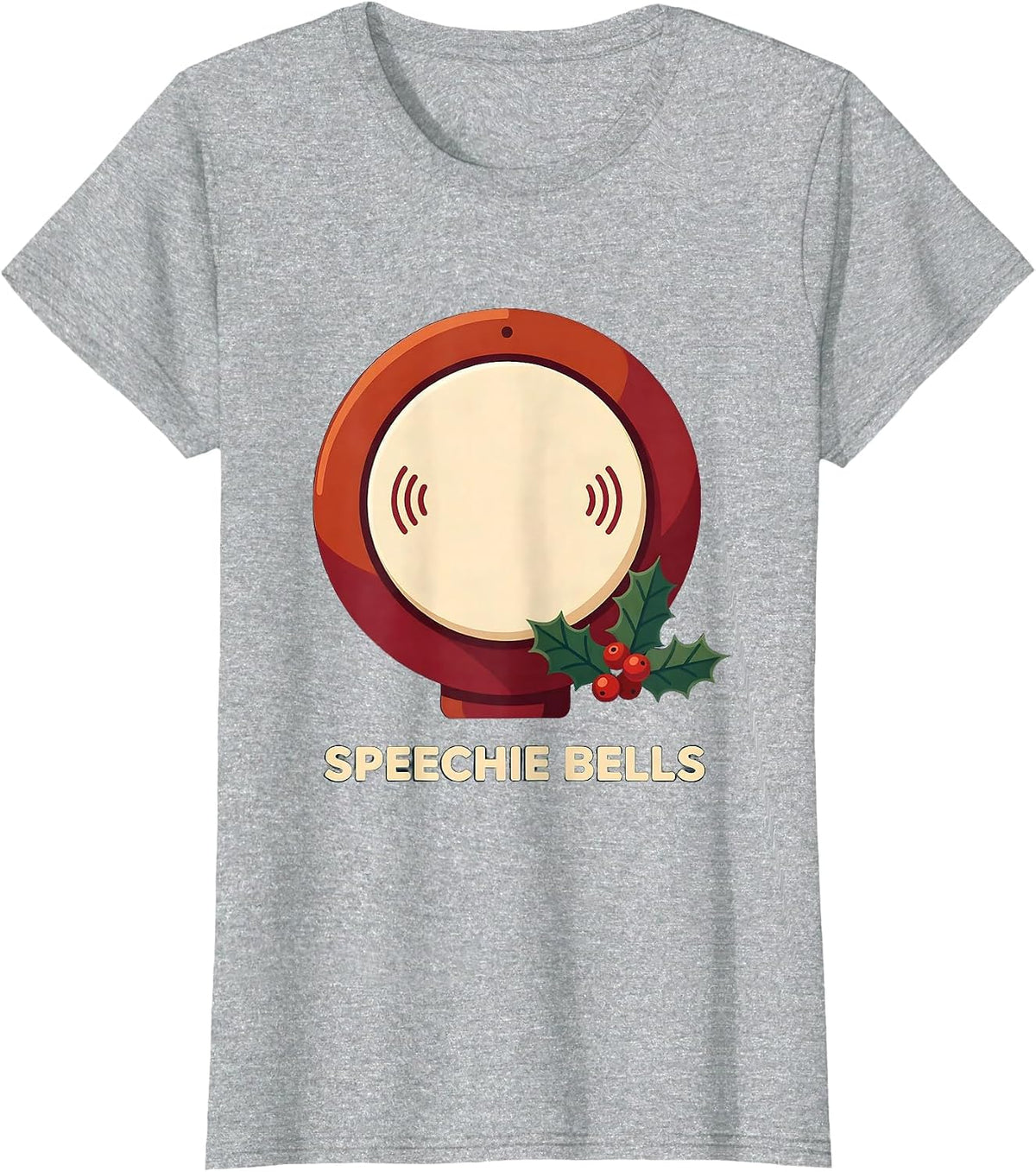 Women's Speechie Bells Funny Speech Therapist SLP Christmas Humor T-Shirt - Heather Grey