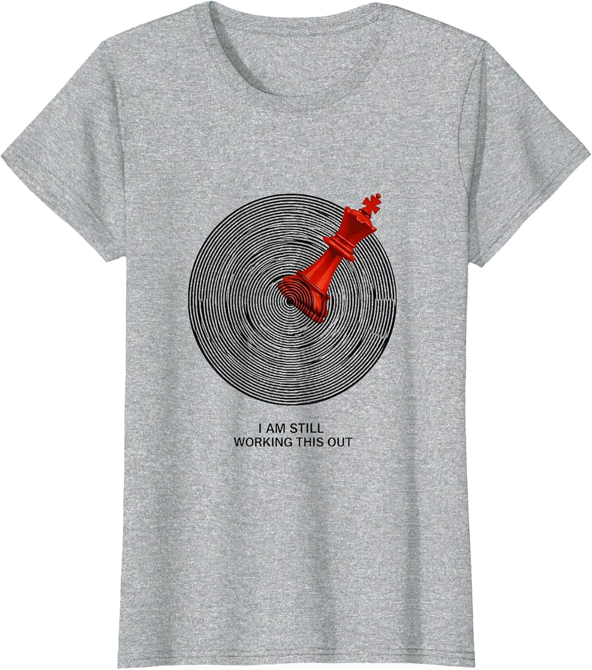 Women's I Am Still Working This Out Op Art Chess Player Humor T-Shirt - Heather Grey