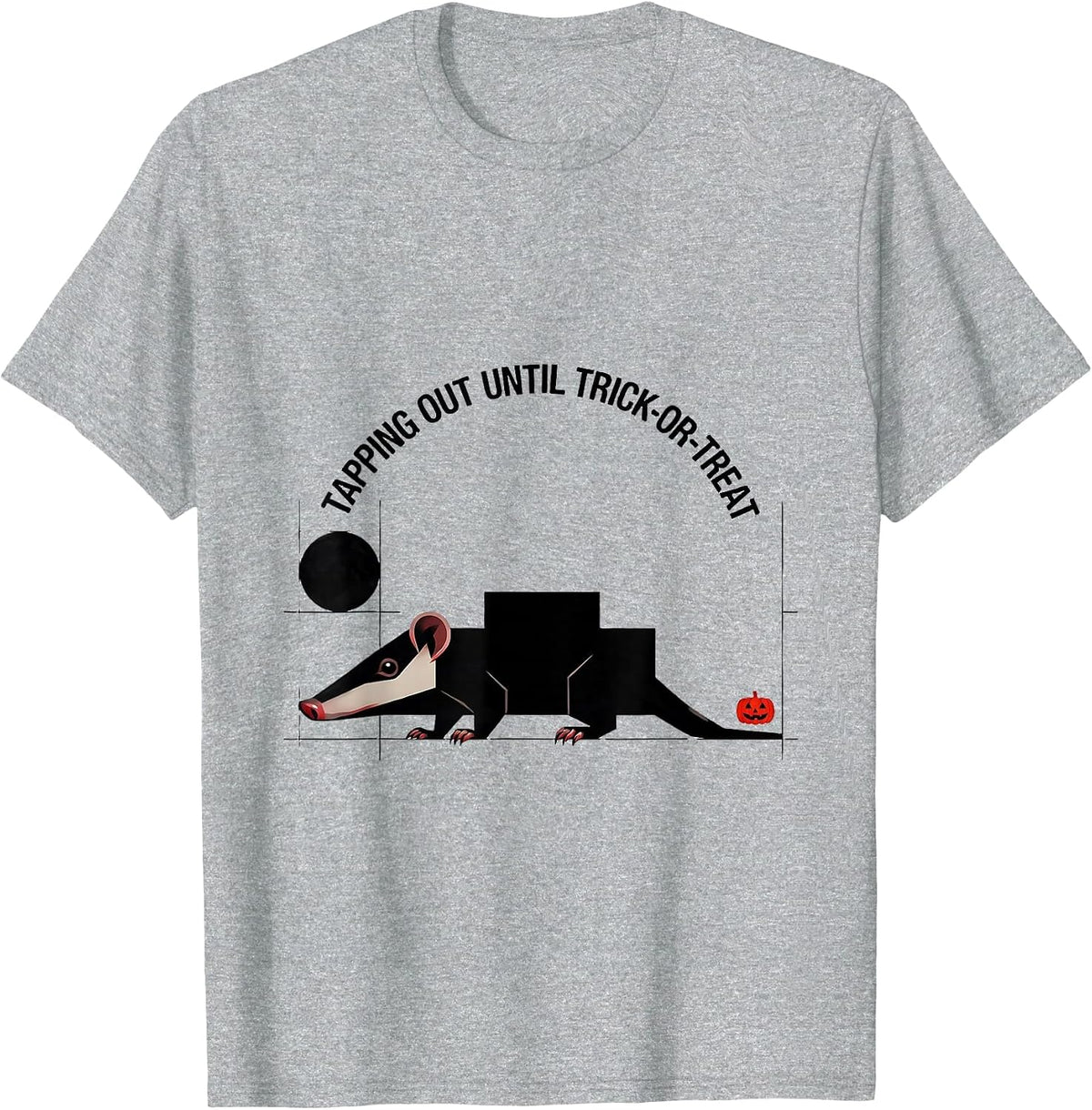 Men's Tapping Out Until Trick-Or-Treat Vintage Opossum Halloween T-Shirt - Heather Grey