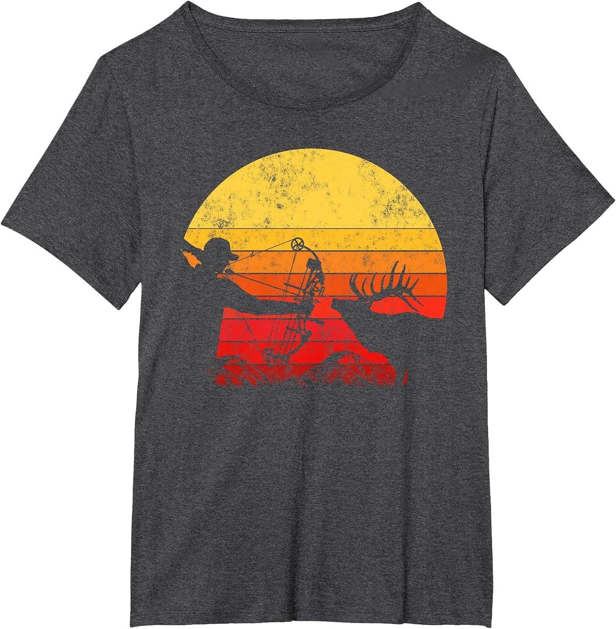 Bowhunter Vintage Retro Style Bow Hunting T-Shirt - Dark Heather Grey