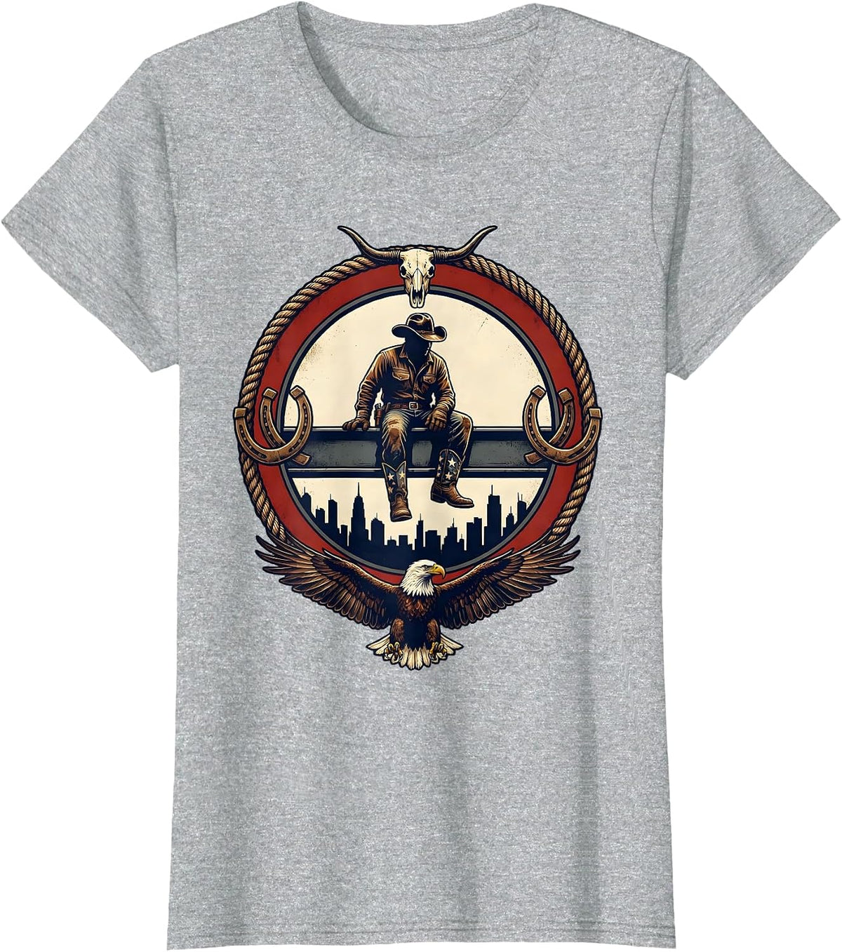 Steelworker Above the Skyline American Pride T-Shirt - Heather Grey