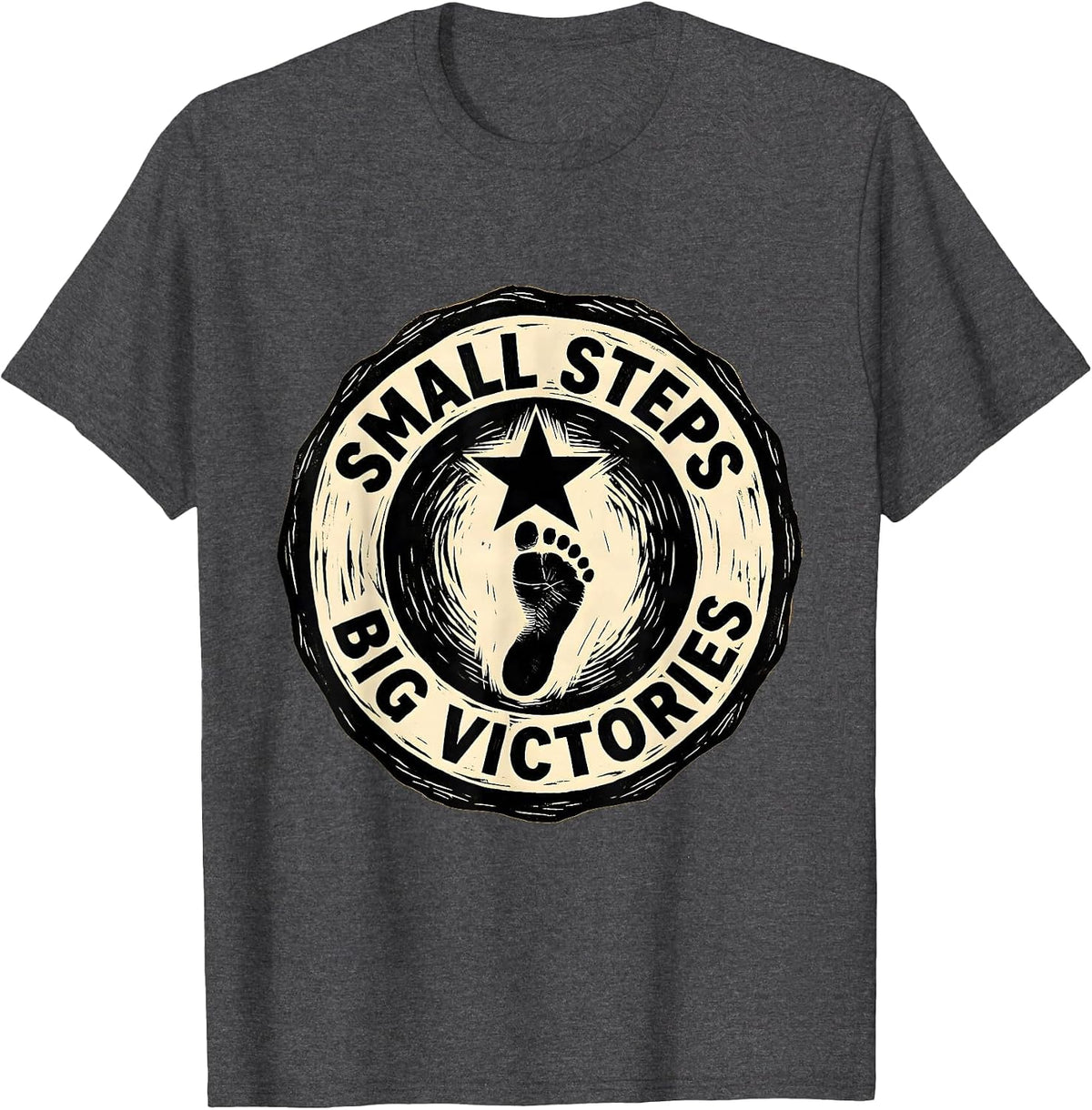 Small Steps Big Victories Special Education Design T-Shirt - Dark Heather Grey
