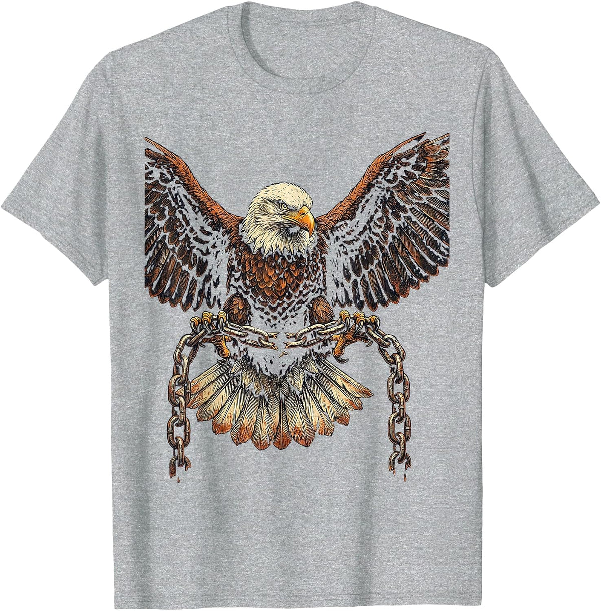 Men's Eagle and Broken Chain 1776 Freedom Graphic T-Shirt - Heather Grey