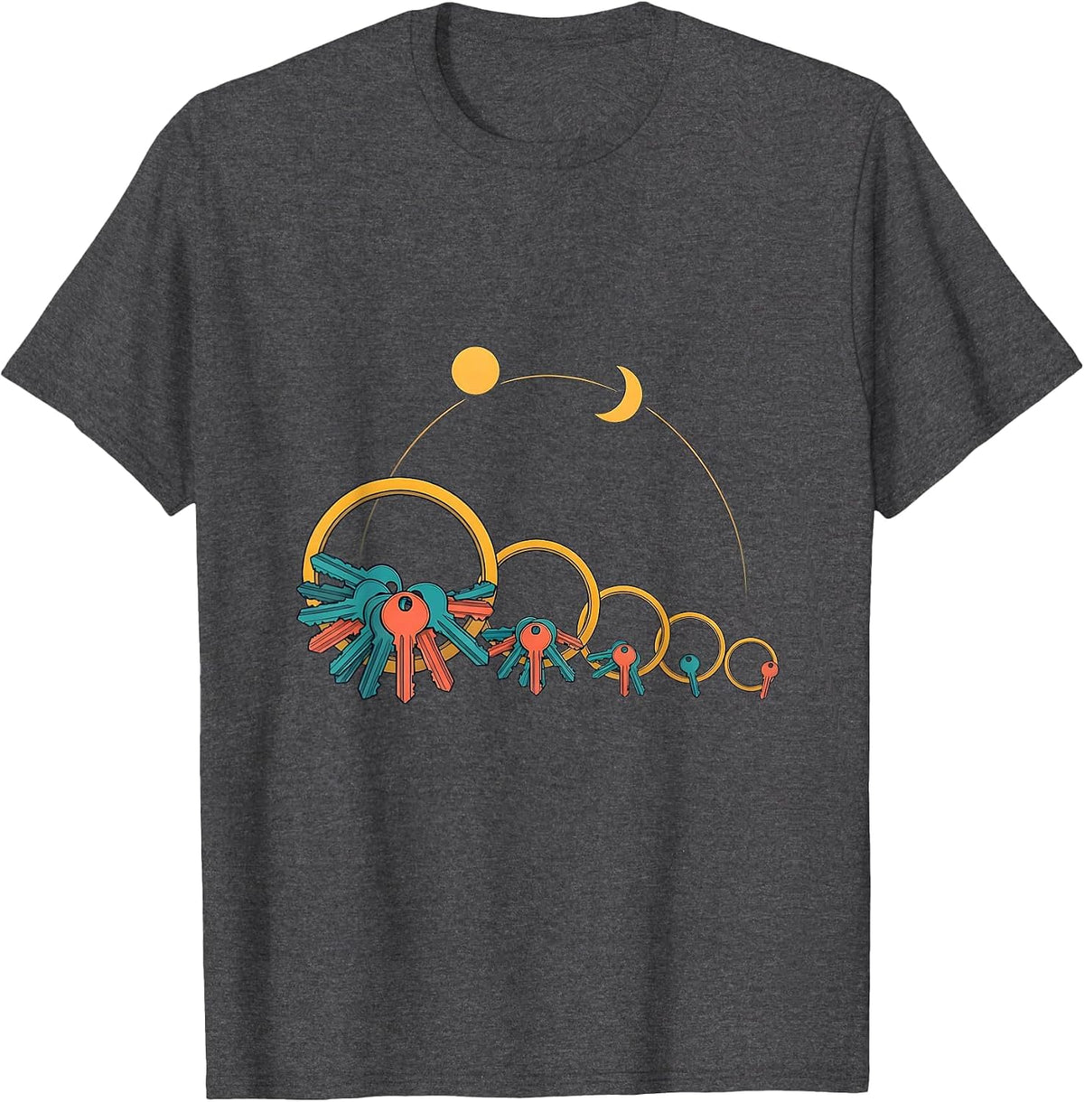 School Custodian Keys Funny Appreciation Crew T-Shirt - Dark Heather Grey