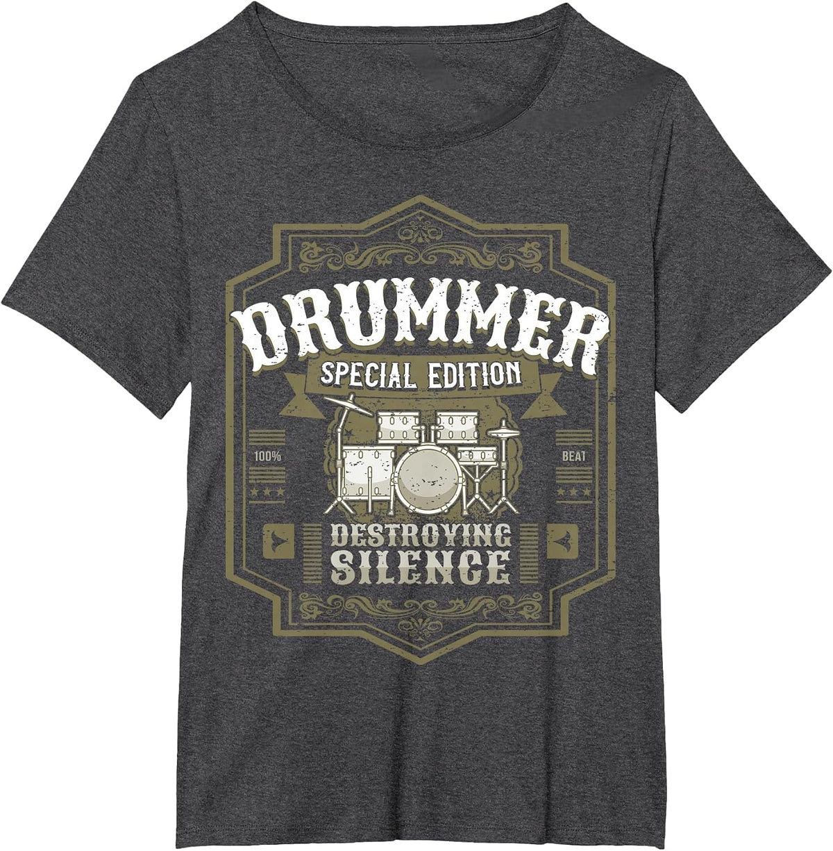 Drummer Percussion Drums Vintage T-Shirt - Dark Heather Grey