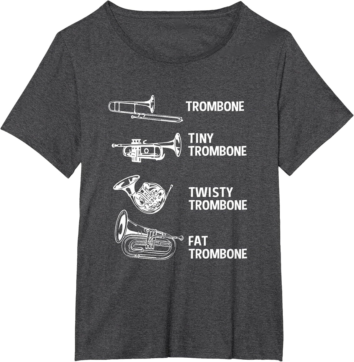Types of Trombone Funny Trombone for Men T-Shirt - Dark Heather Grey