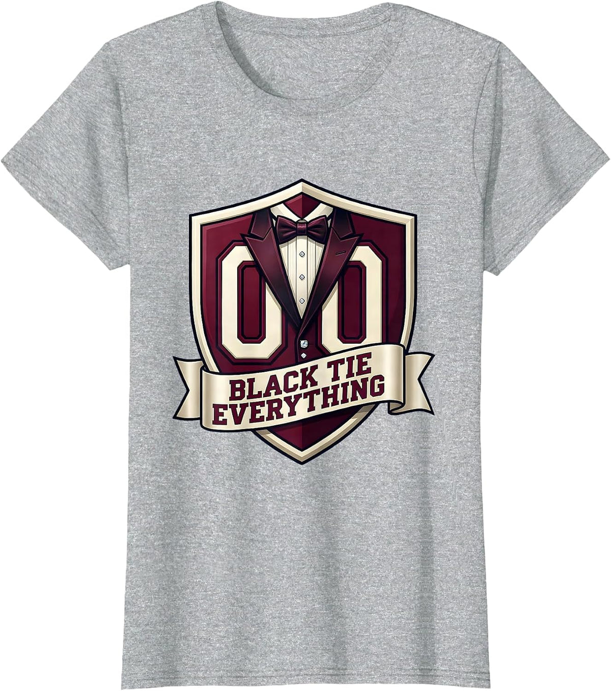 Black Tie Everything Tuxedo Formal Humor Design T-Shirt - Heather Grey