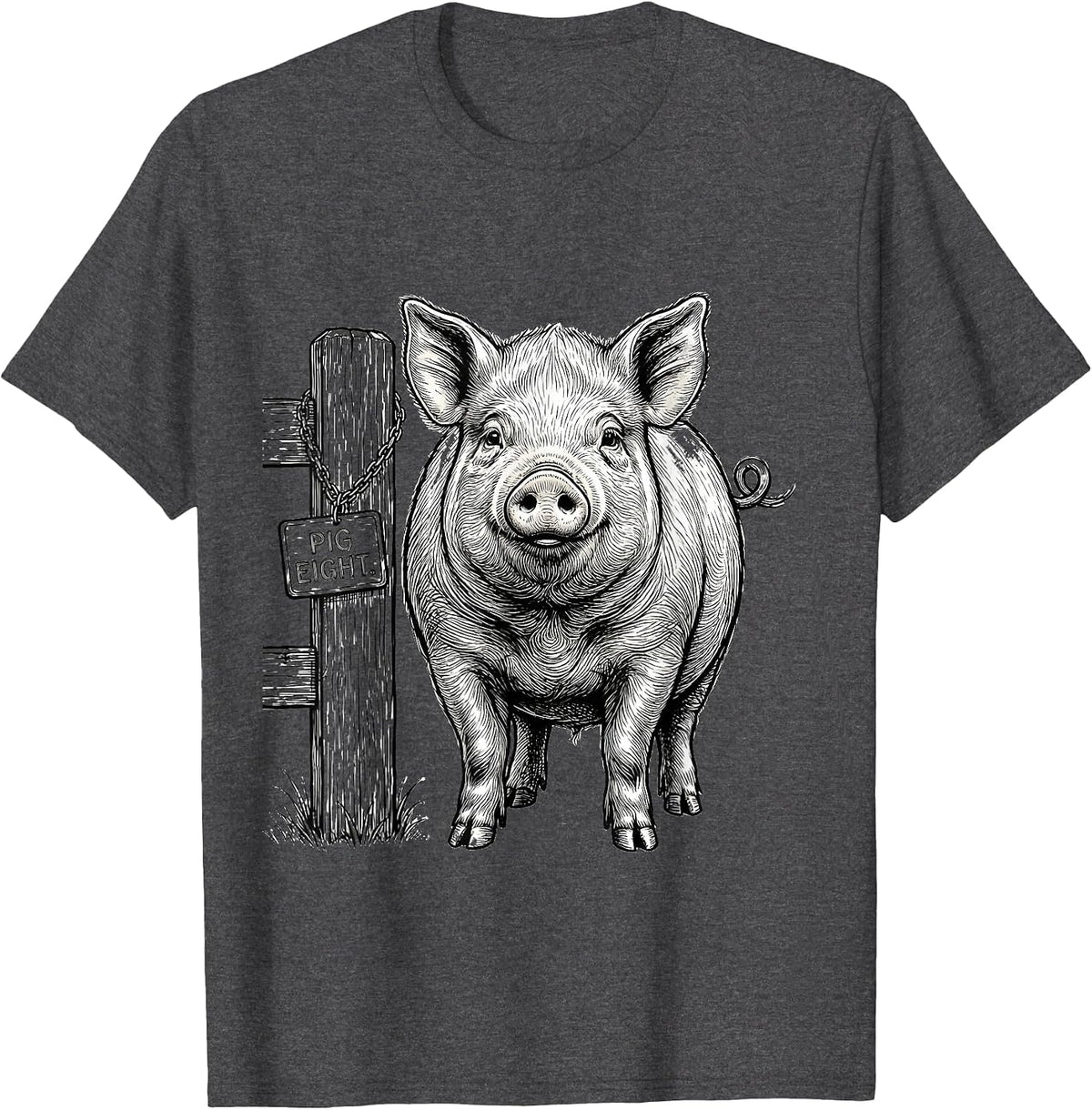 Men's Pig Eight Funny Pig Lover Novelty Humor Gift T-Shirt - Dark Heather Grey