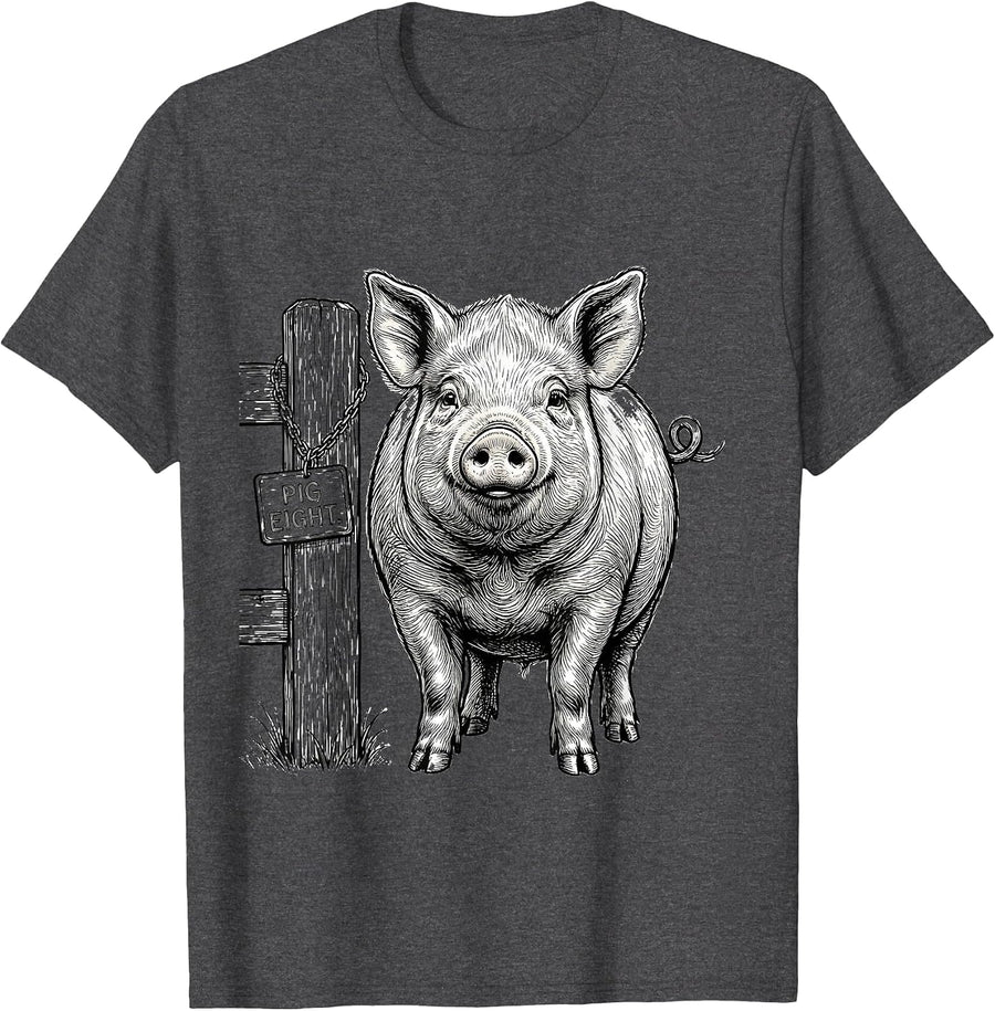 Men's Pig Eight Funny Pig Lover Novelty Humor Gift T-Shirt - Dark Heather Grey