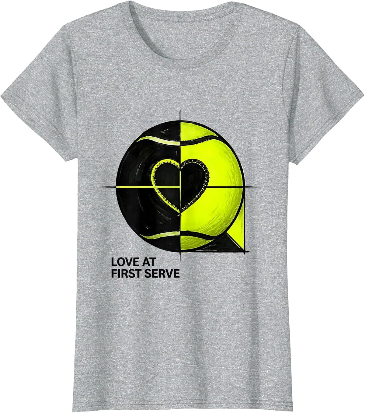 Love At First Serve Swiss International Tennis Player Pun T-Shirt - Heather Grey