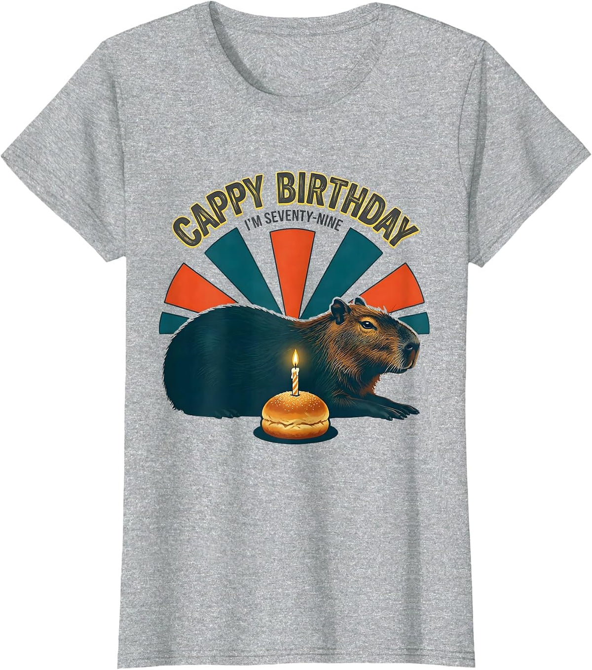 Cappy Birthday I'm Seventy-Nine Kawaii Capybara Birthday T-Shirt - Heather Grey