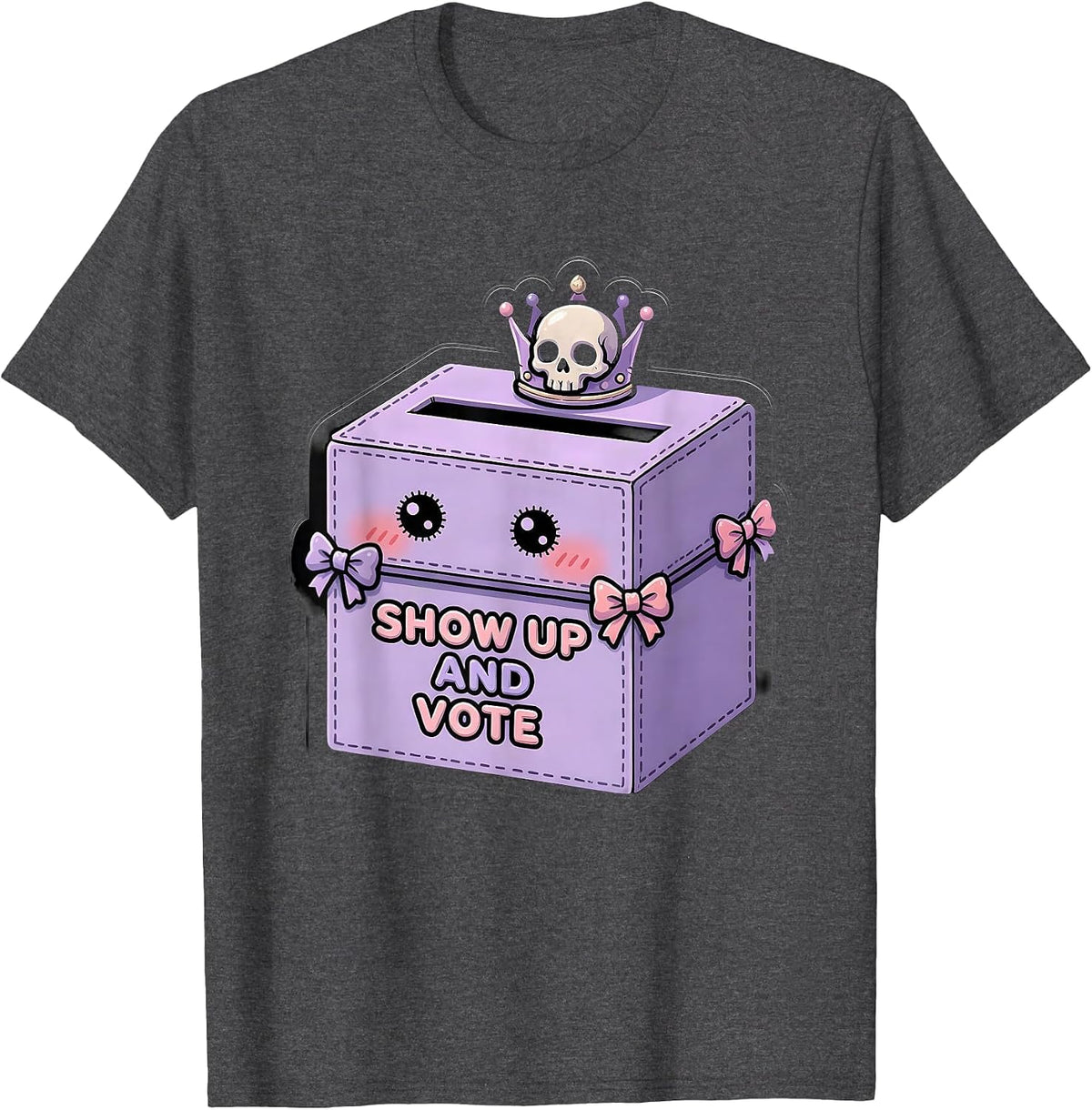 Show Up and Vote Civic Pride Labor Day Design T-Shirt - Dark Heather Grey