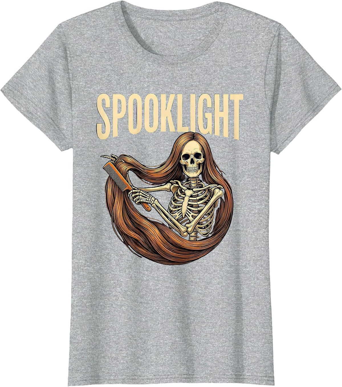 Spooklight Funny Skeleton Hairstylist Barber Halloween T-Shirt - Heather Grey