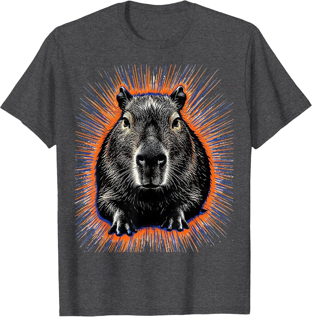 Capybara Photo Screenprint Funny Animal Meme Lover T-Shirt - Dark Heather Grey