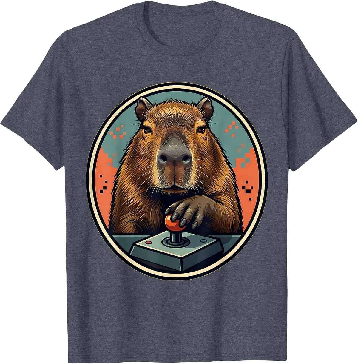 Capybara Gamer Badge Humor Animal Lover Gift T-Shirt - Heather Blue