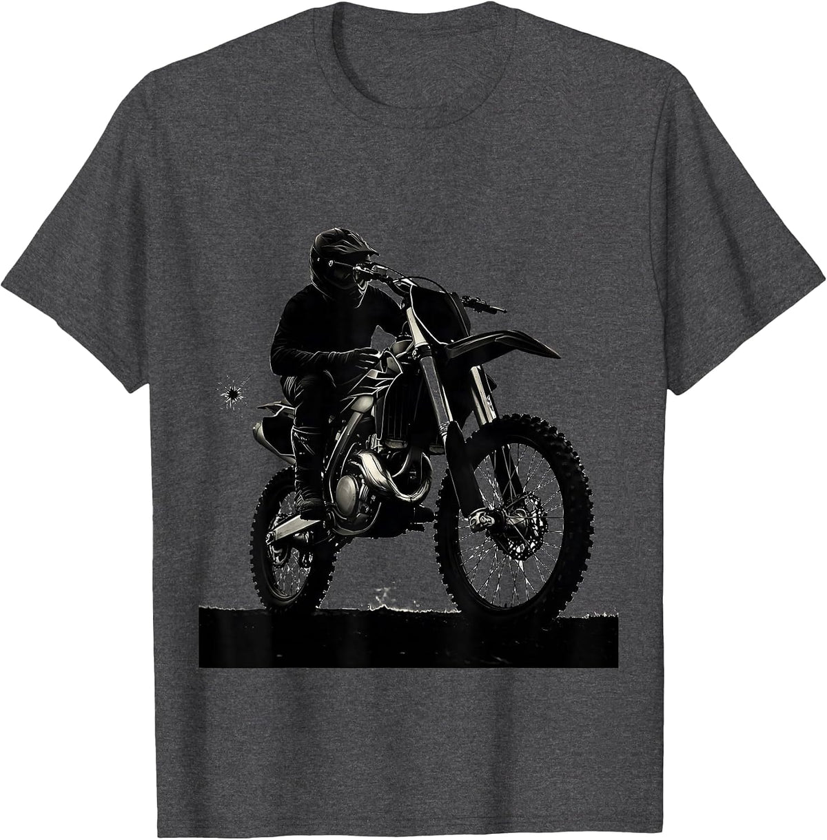 Dirt Bike Rider Silhouette Funny Motocross Biker Gift T-Shirt - Dark Heather Grey