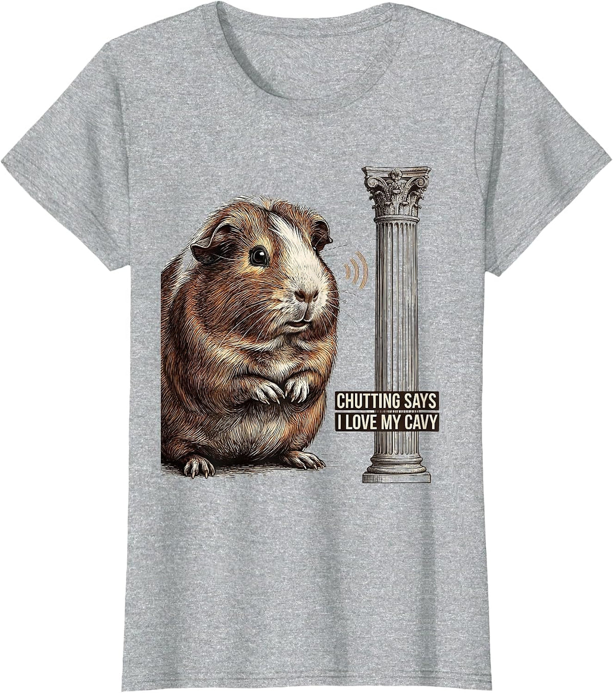 Women's Chutting Says I Love My Cavy Funny Guinea Pig Lover Humor T-Shirt - Heather Grey