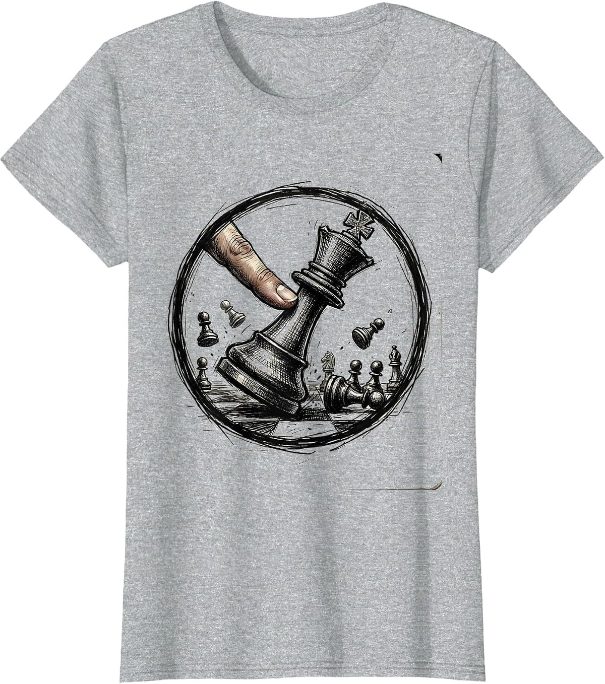 Chess King Resignation Graphic Tee T-Shirt - Heather Grey
