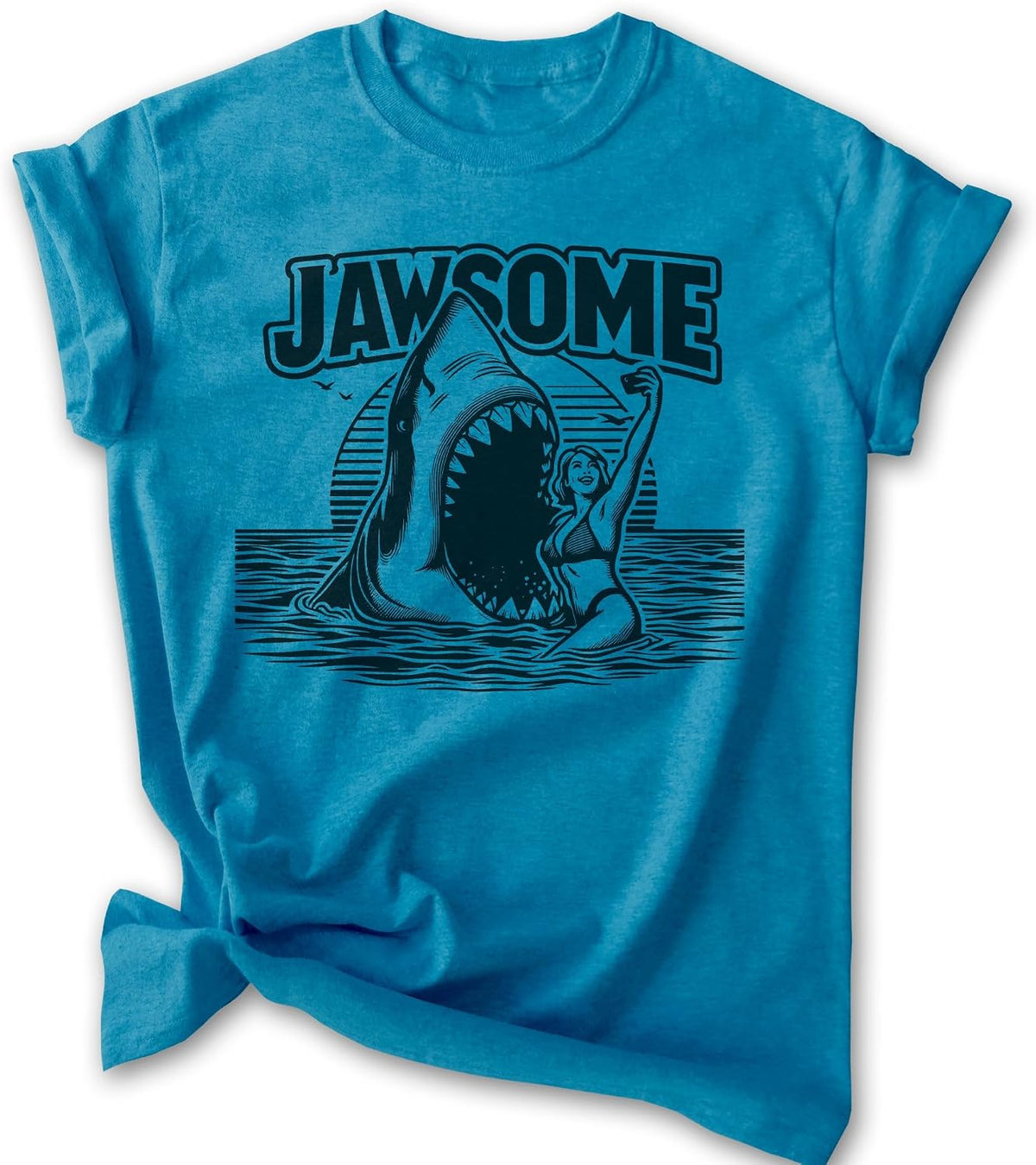 EVERTREE CLOTHING Jawsome Shark T-Shirt, Unisex Women's Men's Shirt, Shark Pun Great White Week Summer Saying Beach -