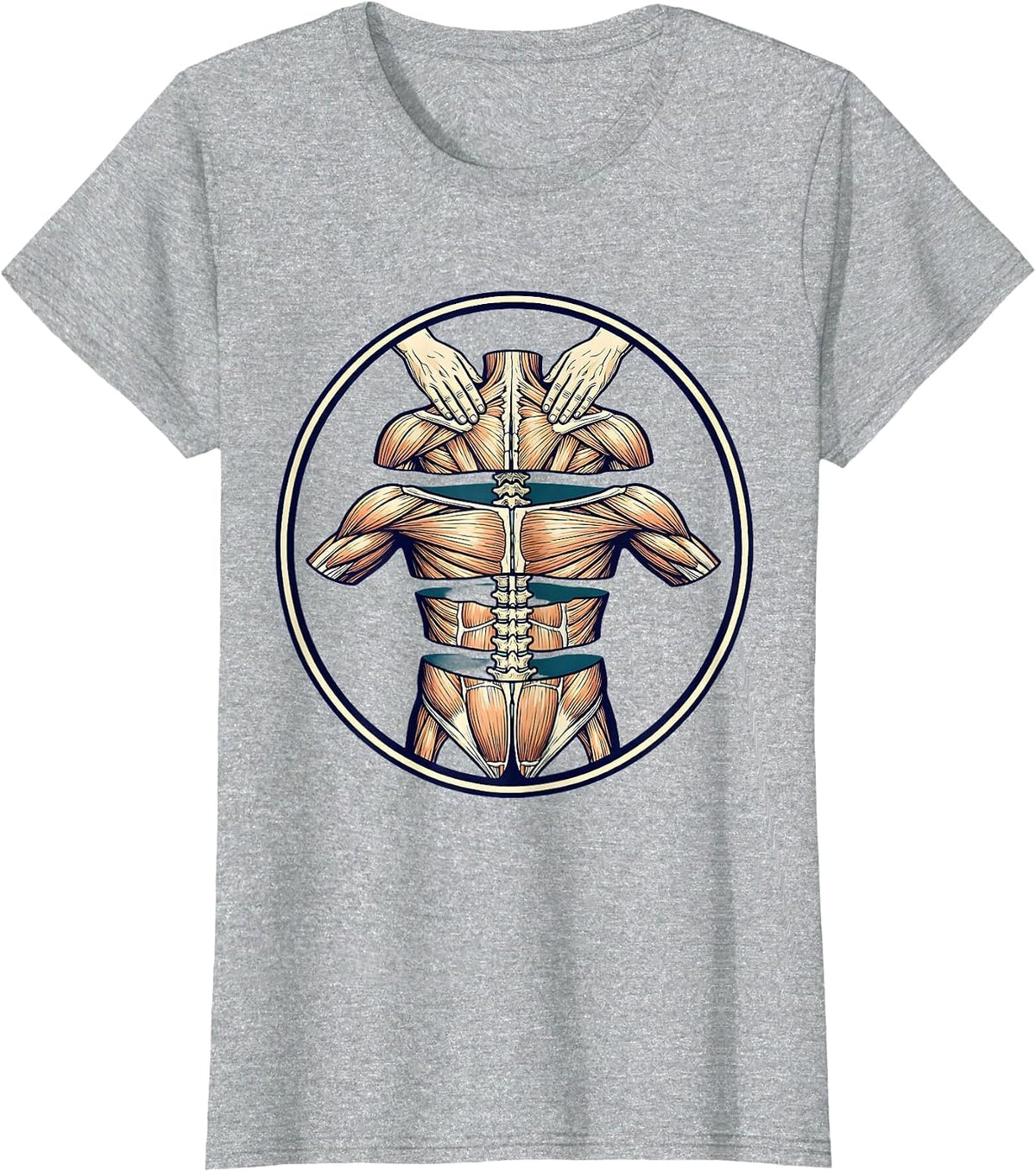 Women's Physical Therapy Hands On Back Massage Illustration T-Shirt - Heather Grey