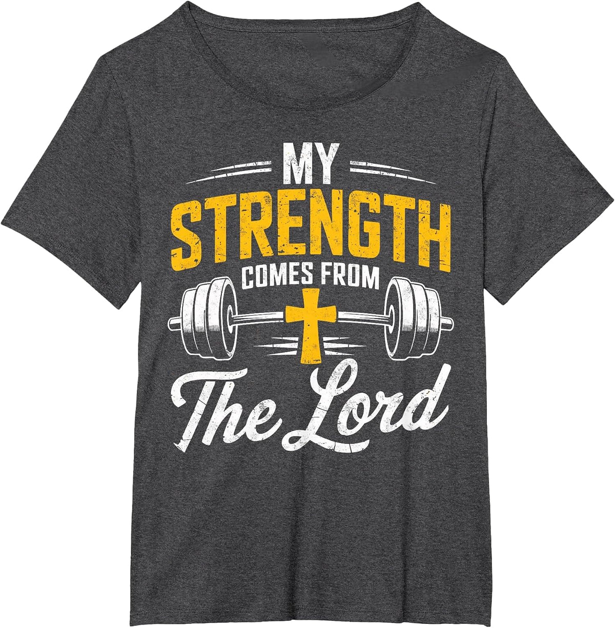 My Strength Comes from the Lord Bible Christian Gym Workout T-Shirt - Dark Heather Grey
