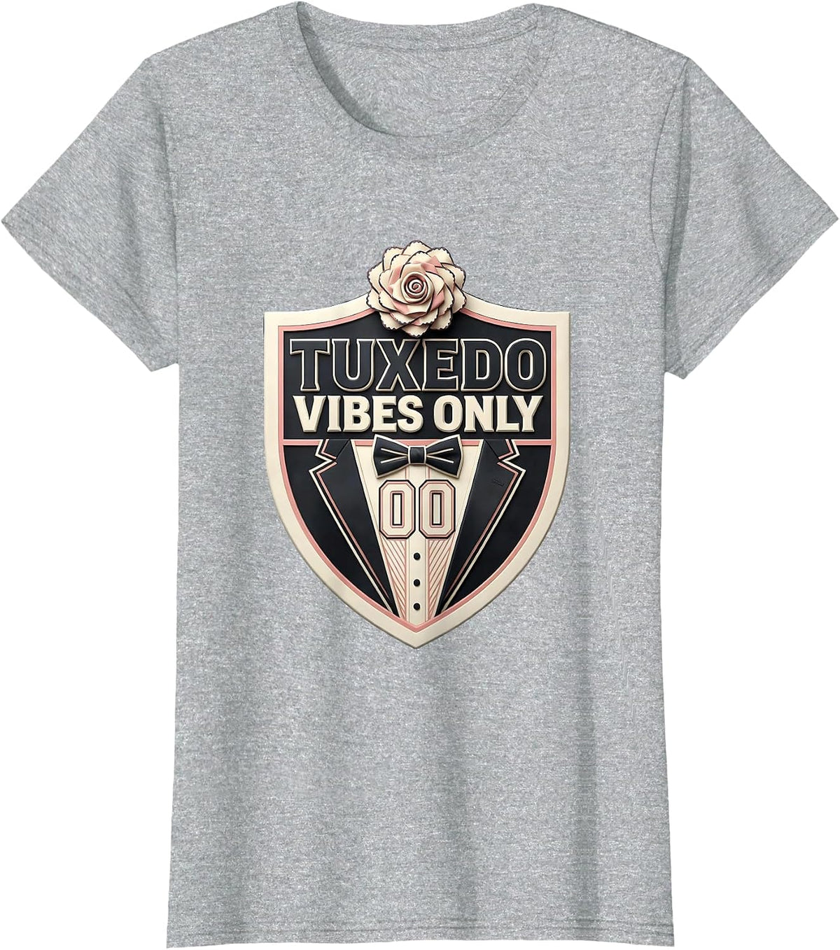 Tuxedo Vibes Only Formal Style Design T-Shirt - Heather Grey