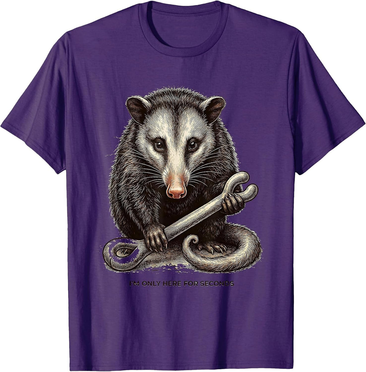 I'm Only Here For Seconds Funny Opossum Thanksgiving T-Shirt - Purple
