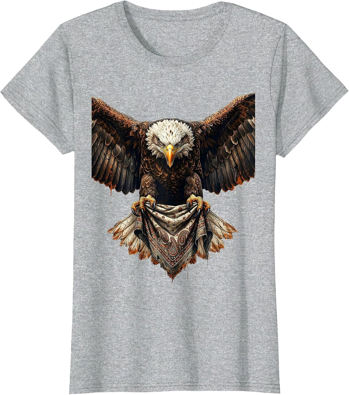 Eagle Clutching Bandana Graphic Tee T-Shirt - Heather Grey