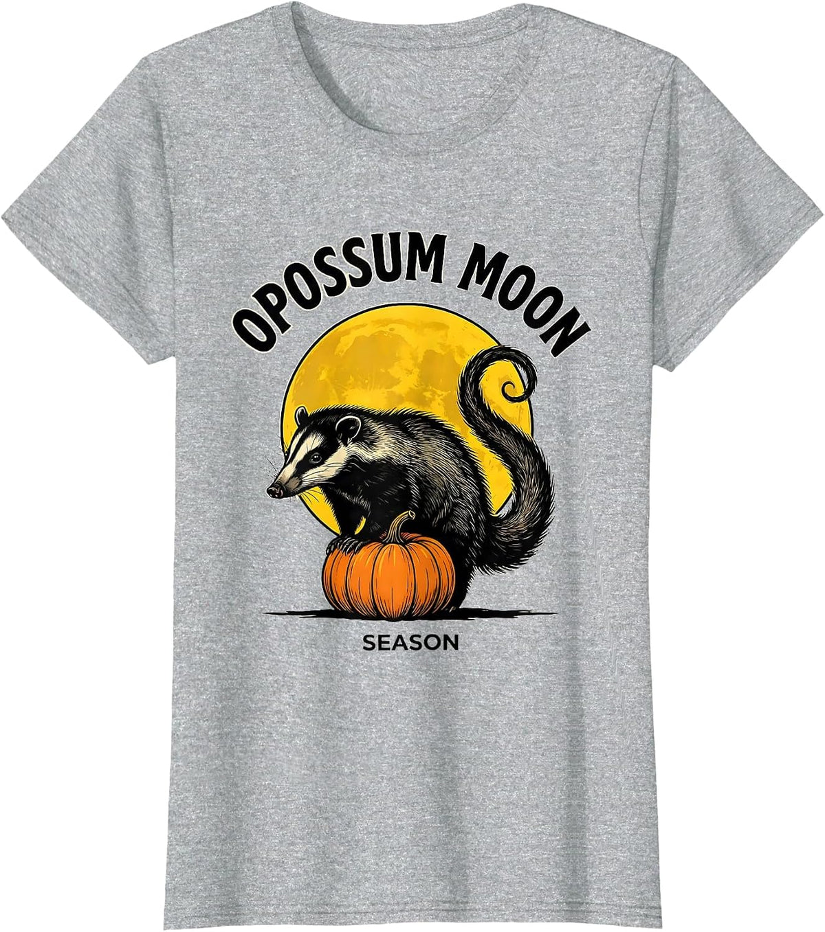 Opossum Moon Season Vintage Gothic Halloween Spooky Moon T-Shirt - Heather Grey