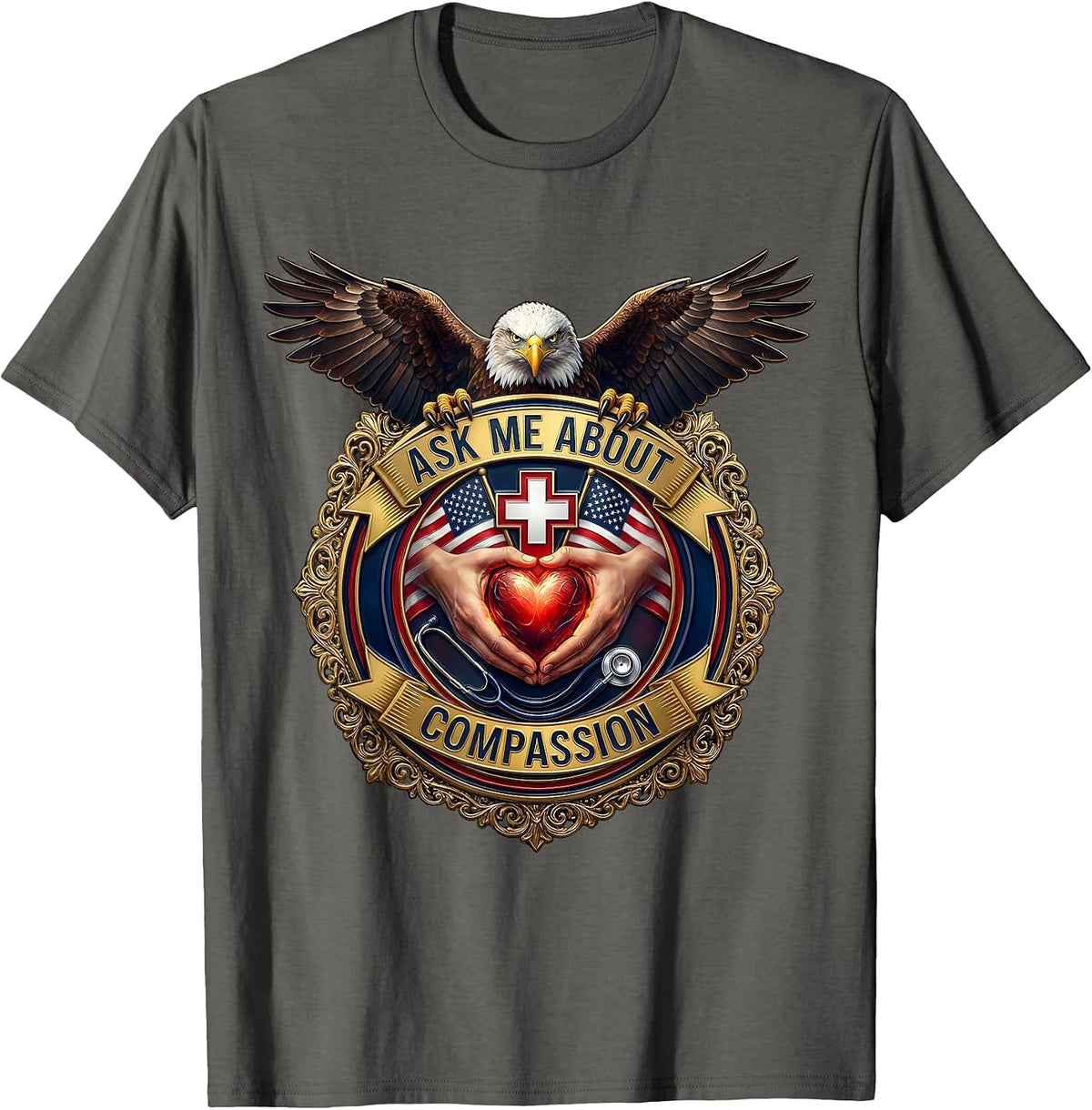 Men's Ask Me About Compassion Inspirational Design T-Shirt - Asphalt Grey