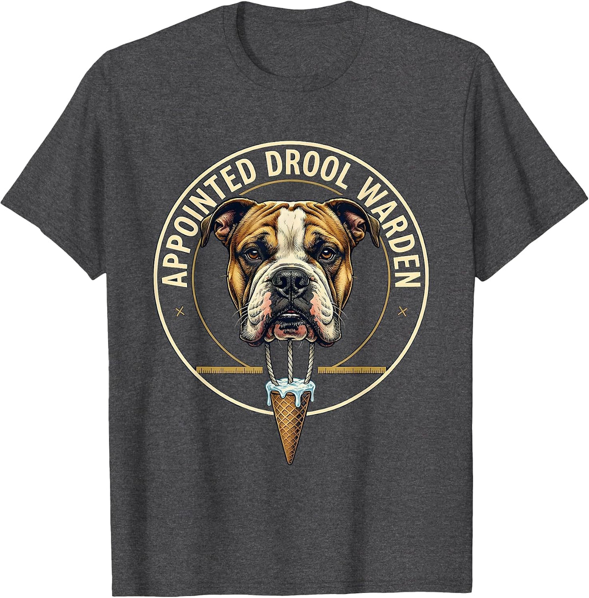 Men's Appointed Drool Warden Funny Bull Terrier Dog Mom Dog Dad T-Shirt - Dark Heather Grey