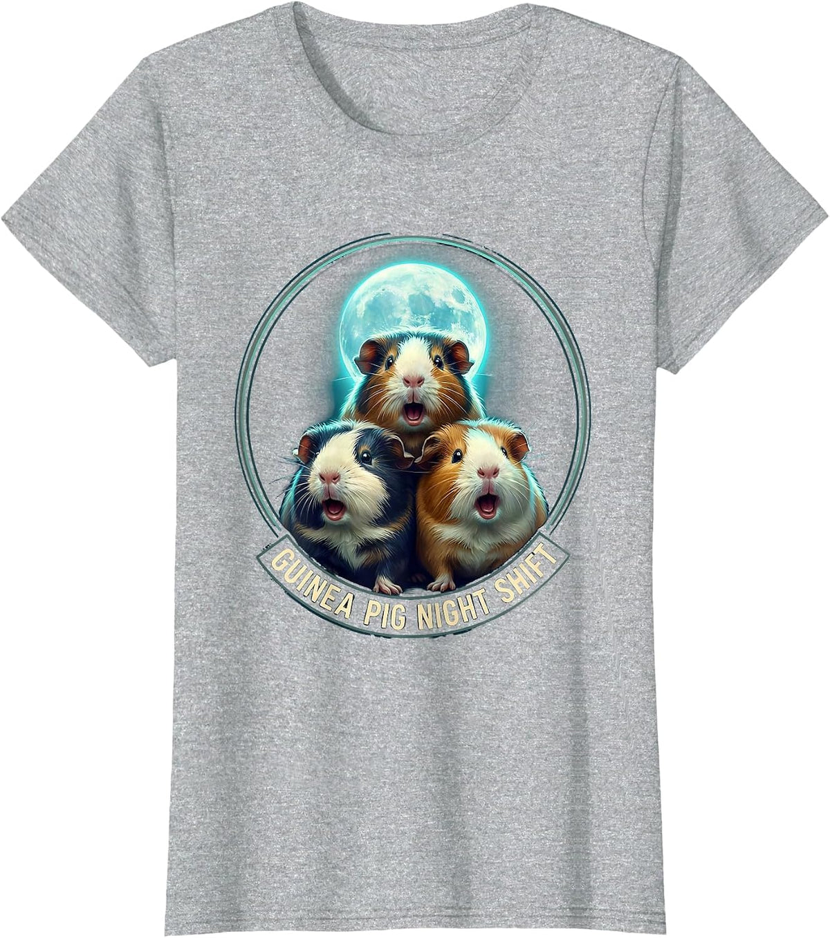 Women's Guinea Pig Night Shift Funny Pet Lover Meme Humor T-Shirt - Heather Grey