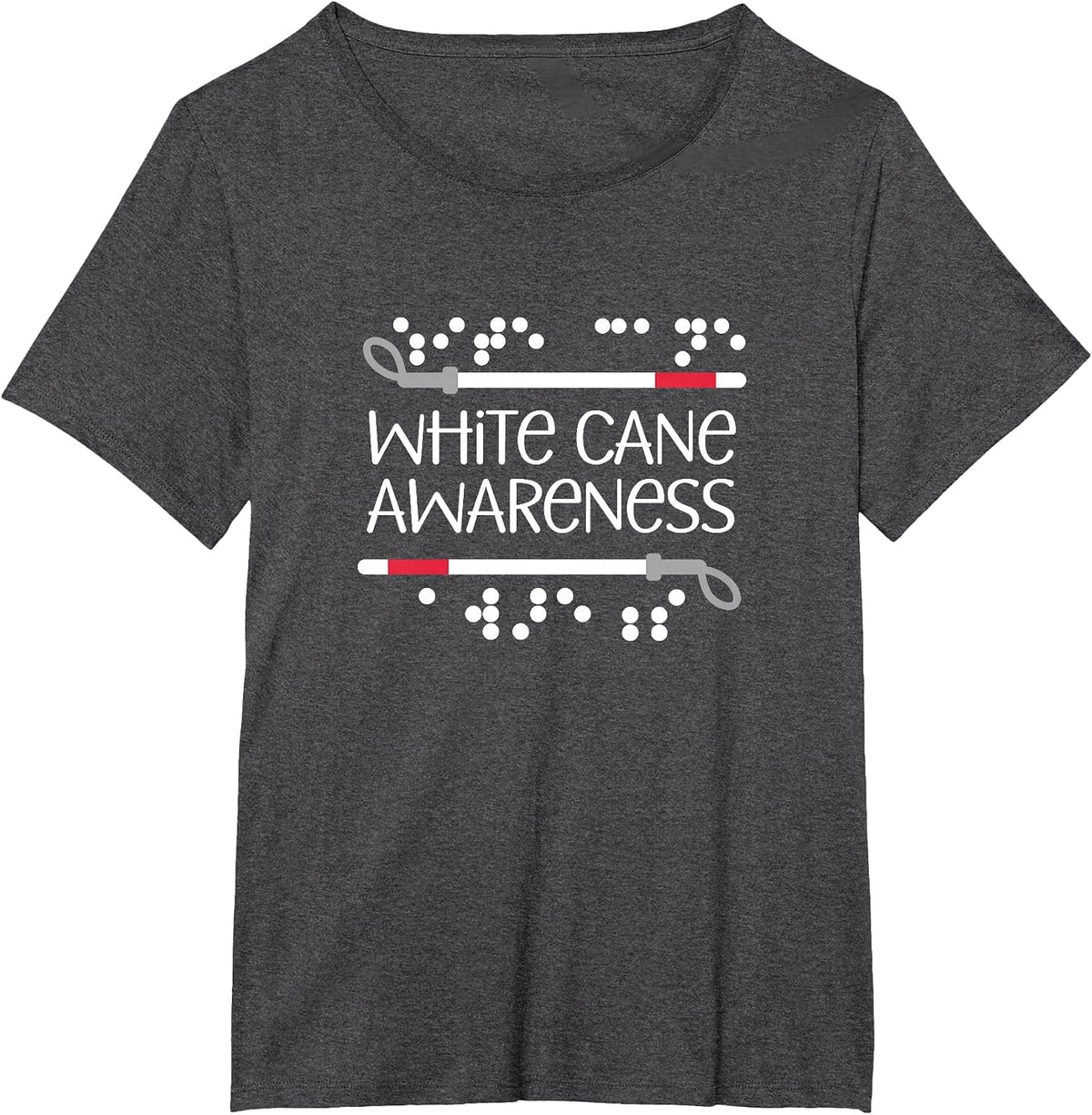 White Cane Awareness Orientation Mobility Teacher Design T-Shirt - Dark Heather Grey