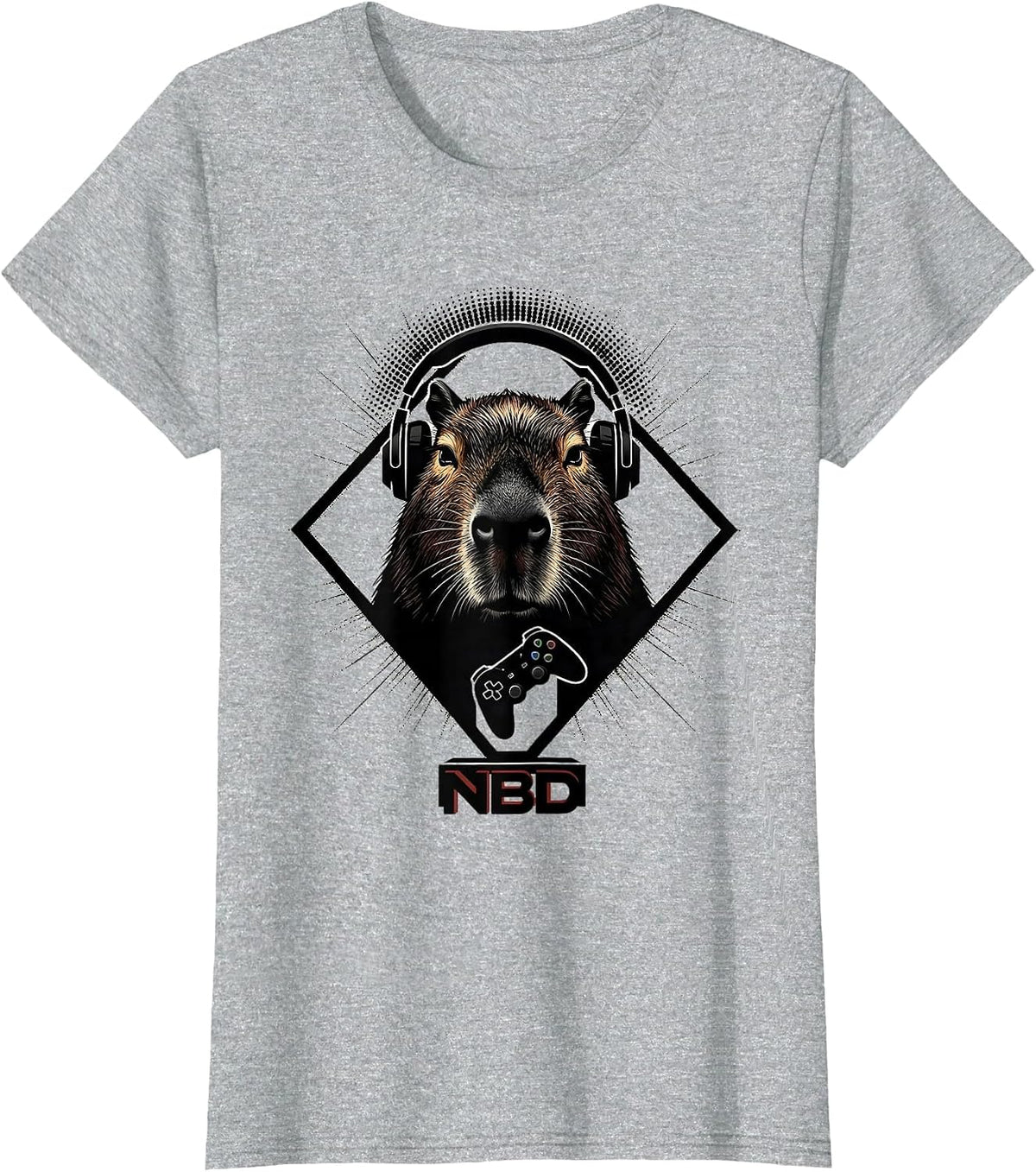 NBD Funny Capybara Gamer Meme Humor Video Games T-Shirt - Heather Grey