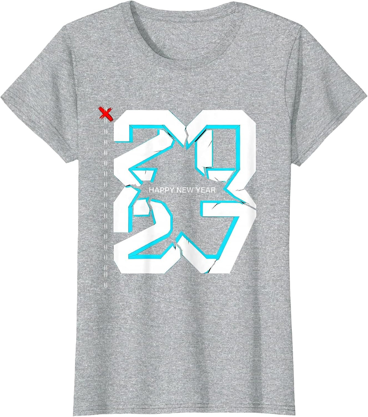 Happy New Year 2027 New Wave Typography Family Party T-Shirt - Heather Grey
