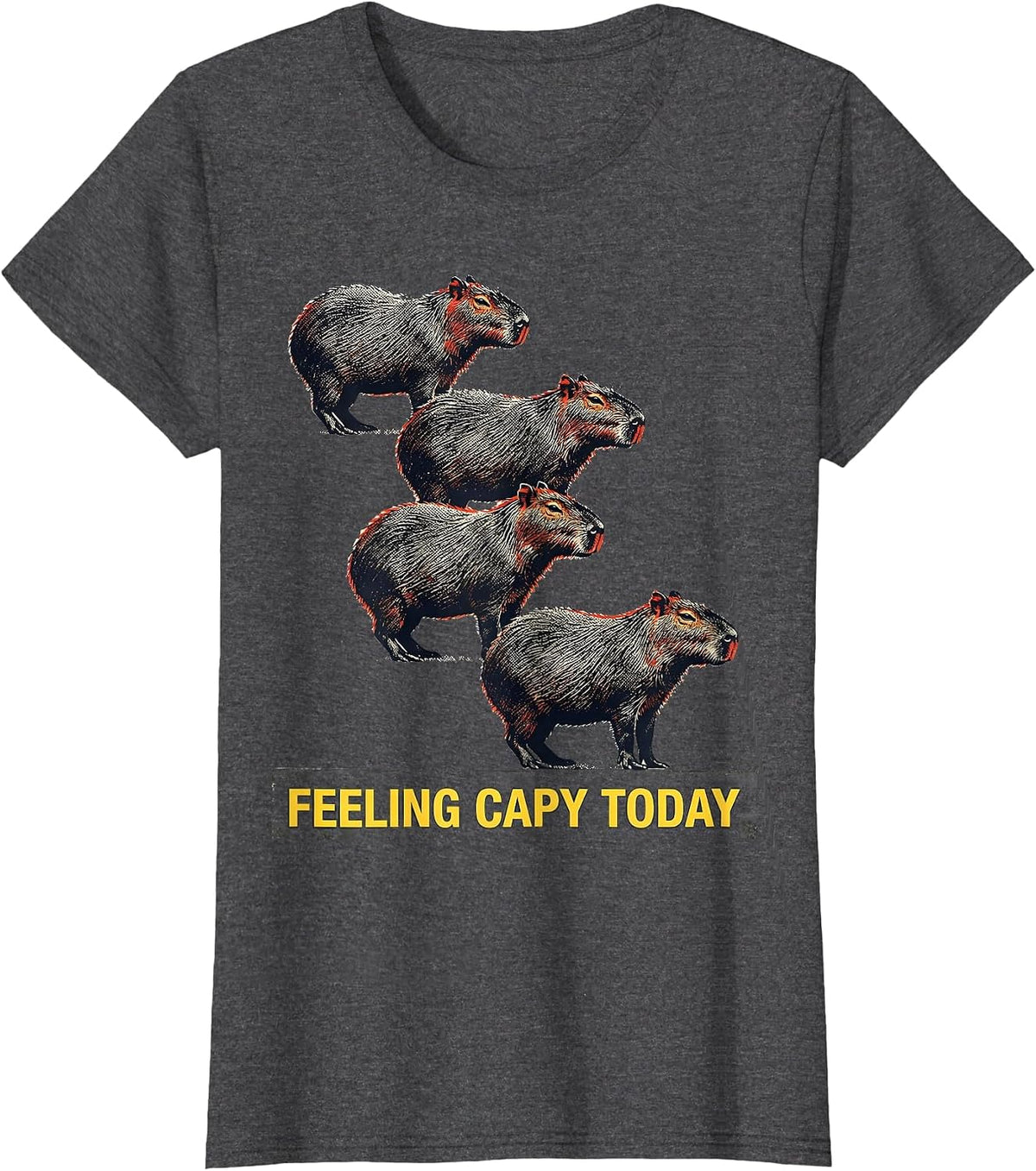 Women's feeling capy today Funny Capybara Meme Gamer Kawaii Humor T-Shirt - Dark Heather Grey