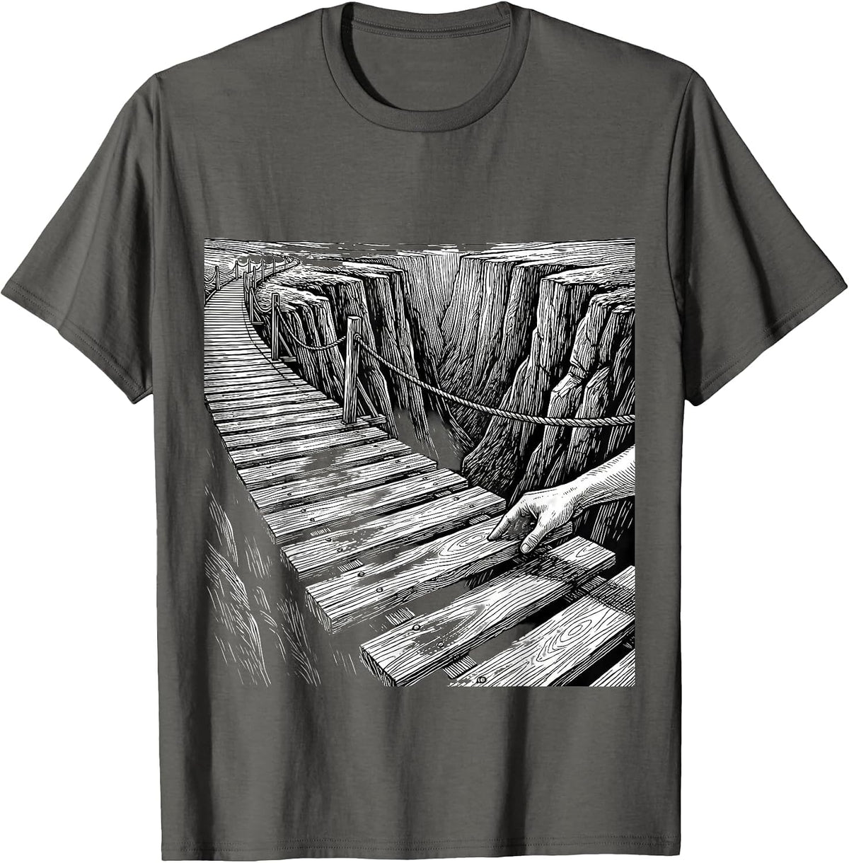 Suicide Prevention Awareness Bridge Builder Graphic T-Shirt - Asphalt Grey