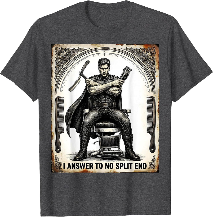 Men's I Answer To No Split End Vintage Funny Hairdresser Gift T-Shirt - Dark Heather Grey