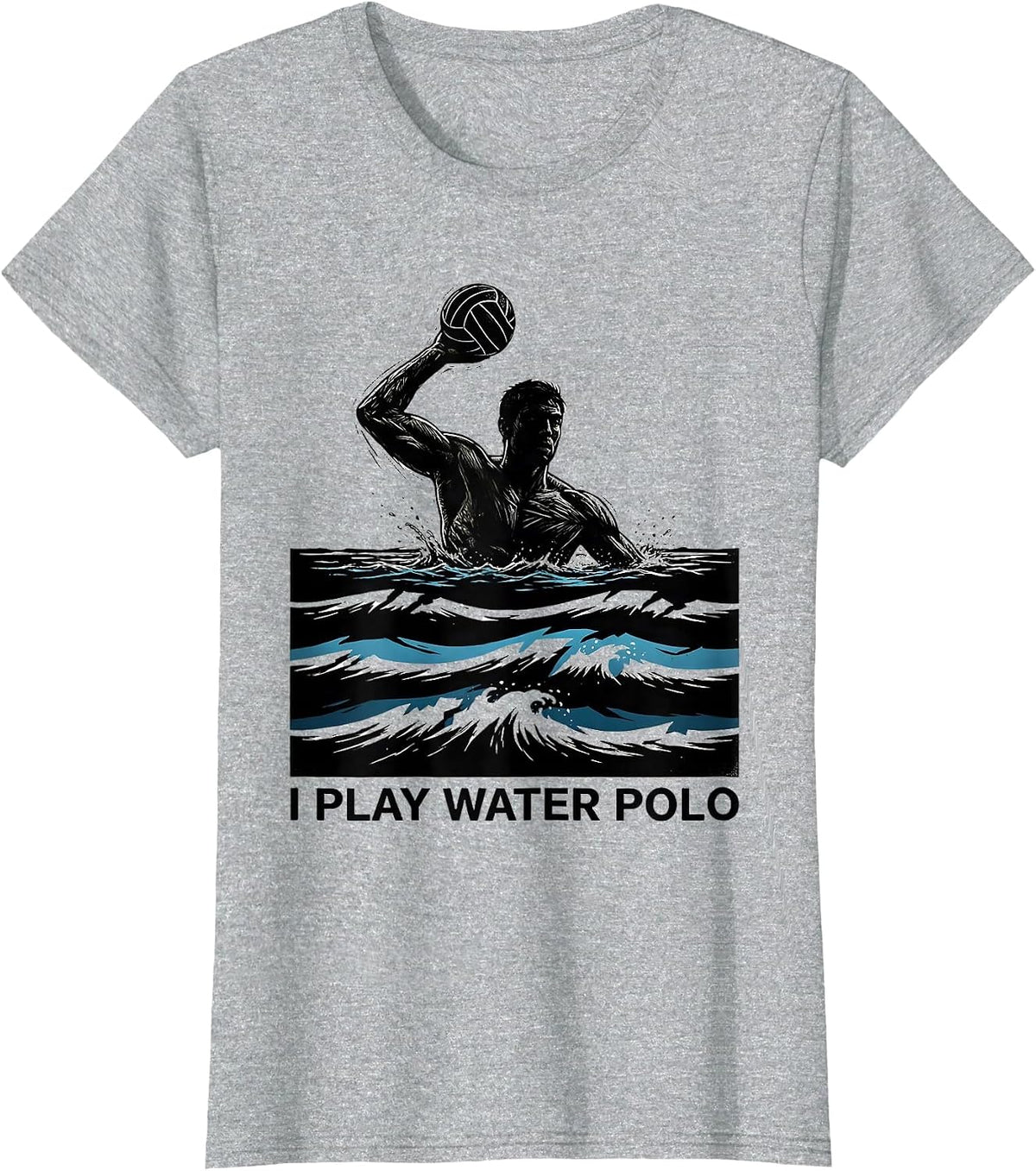 I Play Water Polo Scratchboard Water Polo Player Sport Fan T-Shirt - Heather Grey