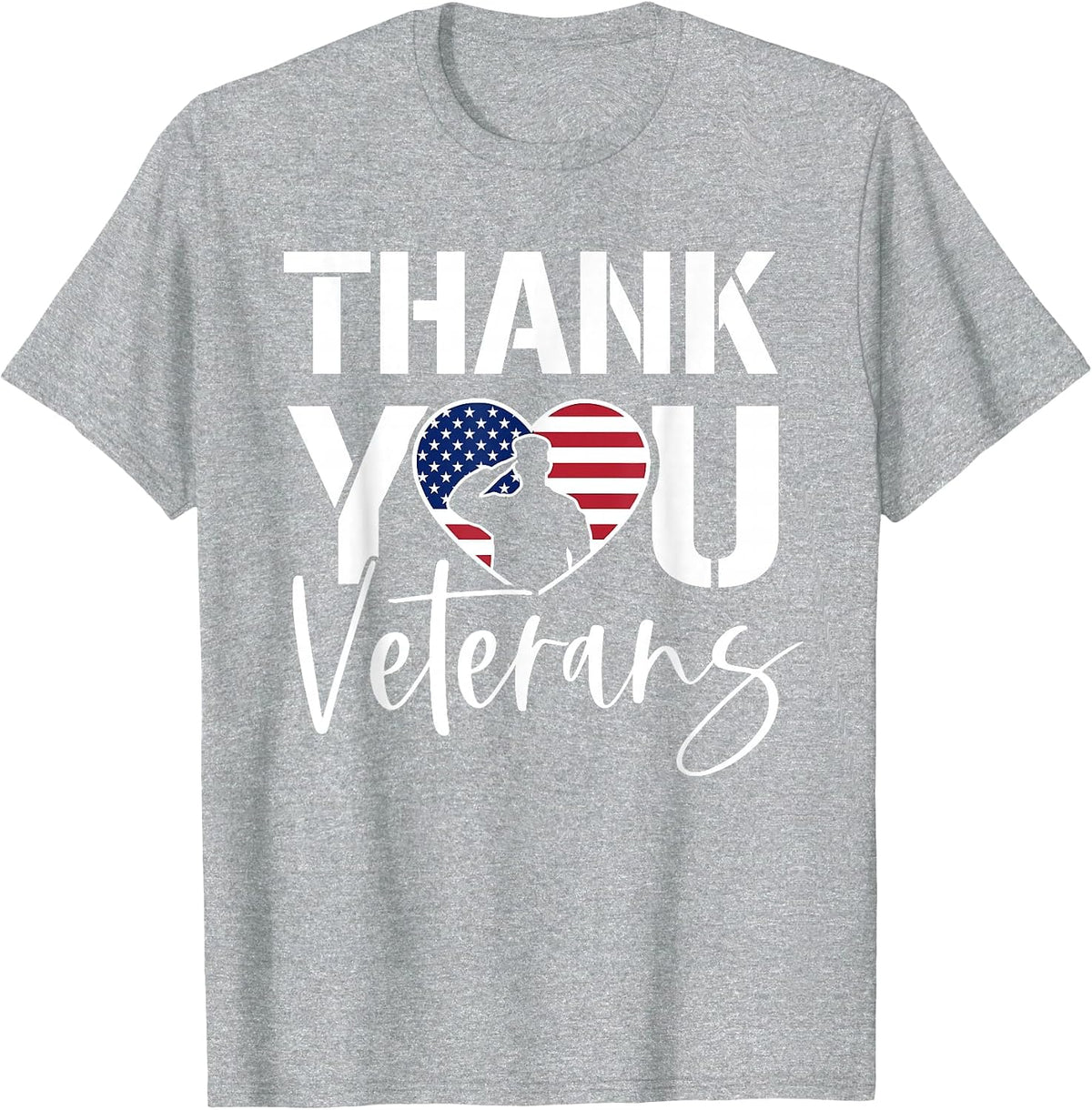 Thank You Veterans Patriotic American Flag Veterans Day 2024 T-Shirt - Heather Grey