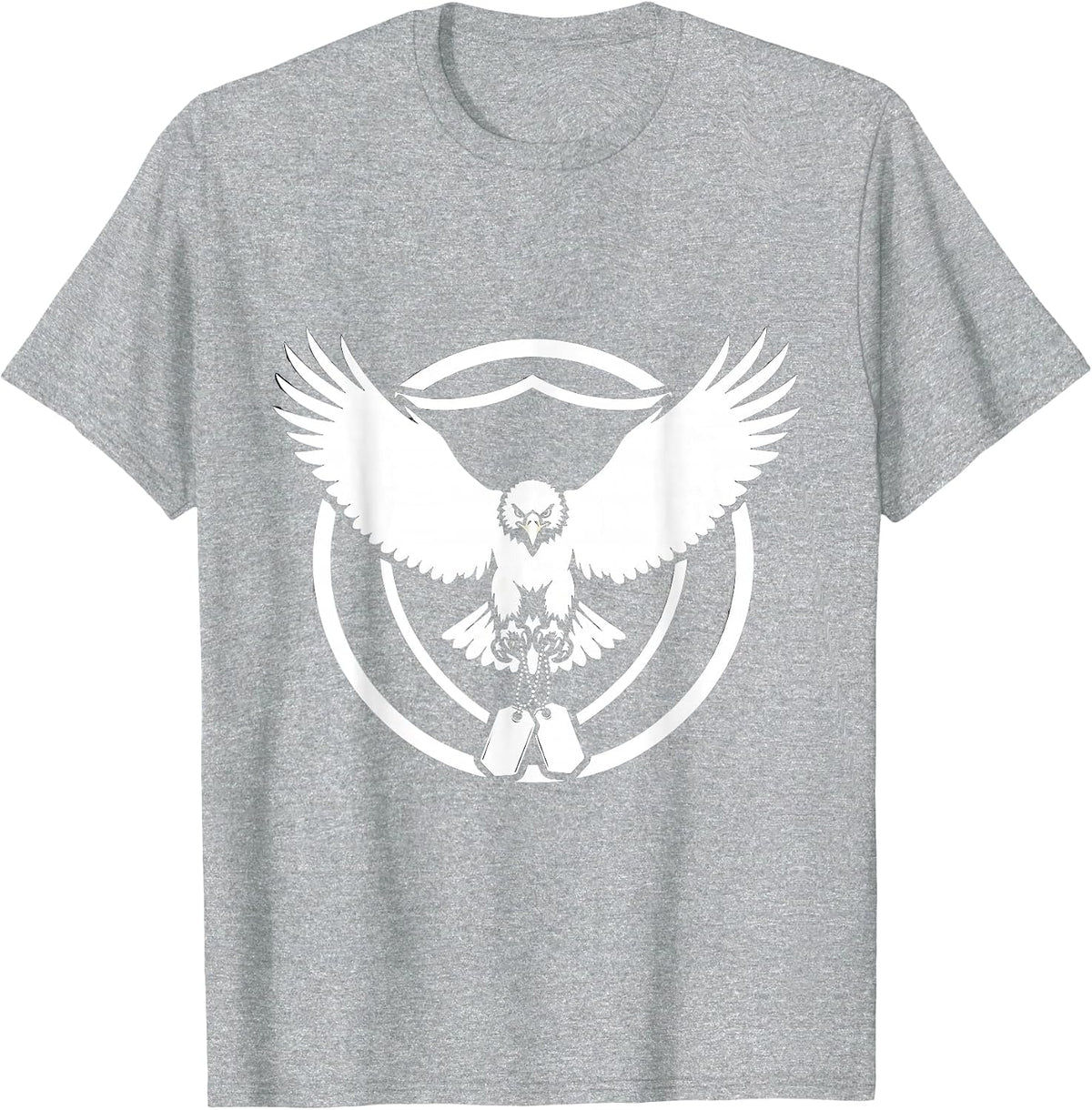 Men's Eagle Clutching Dog Tags Patriotic Graphic T-Shirt - Heather Grey