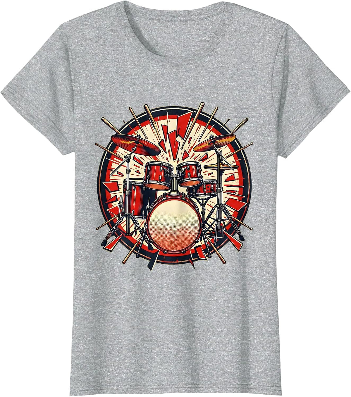 Exploding Drum Kit Slow Motion Graphic T-Shirt - Heather Grey
