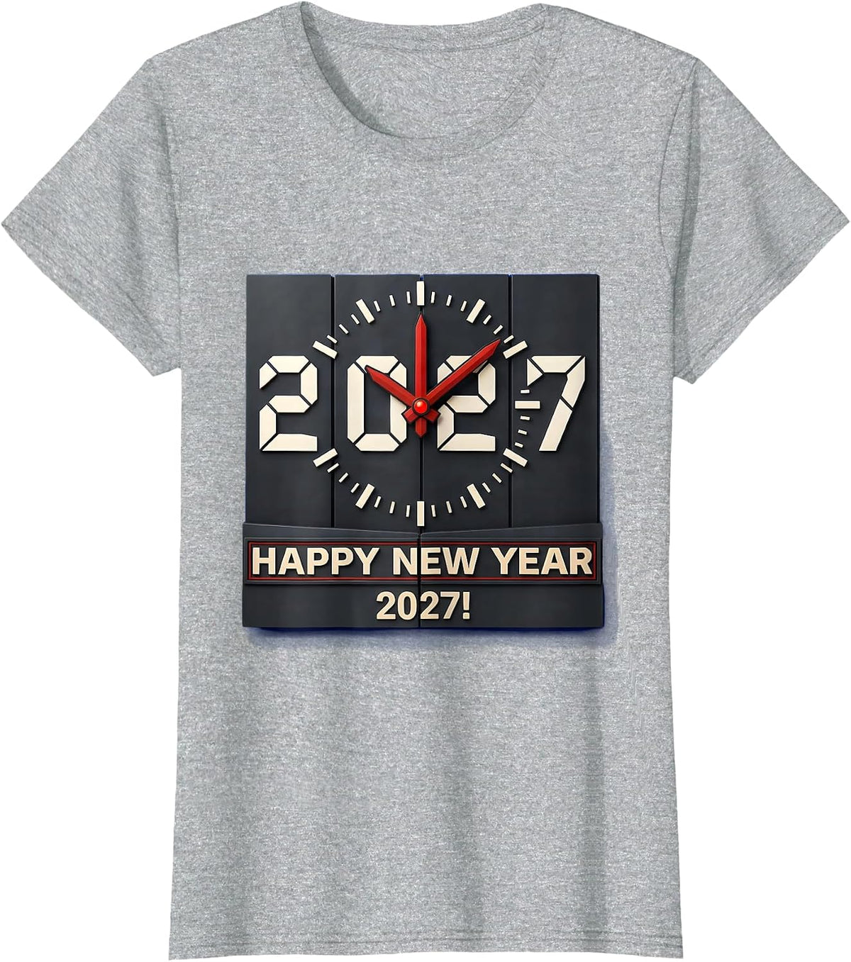 Women's Happy New Year 2027 Geometric Countdown Party Crew Matching T-Shirt - Heather Grey