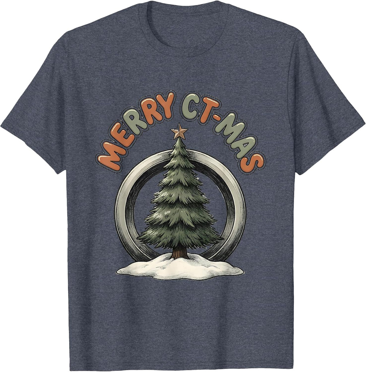 Merry CT-mas Funny Radiology Tech Christmas CT Scan Humor T-Shirt - Heather Blue