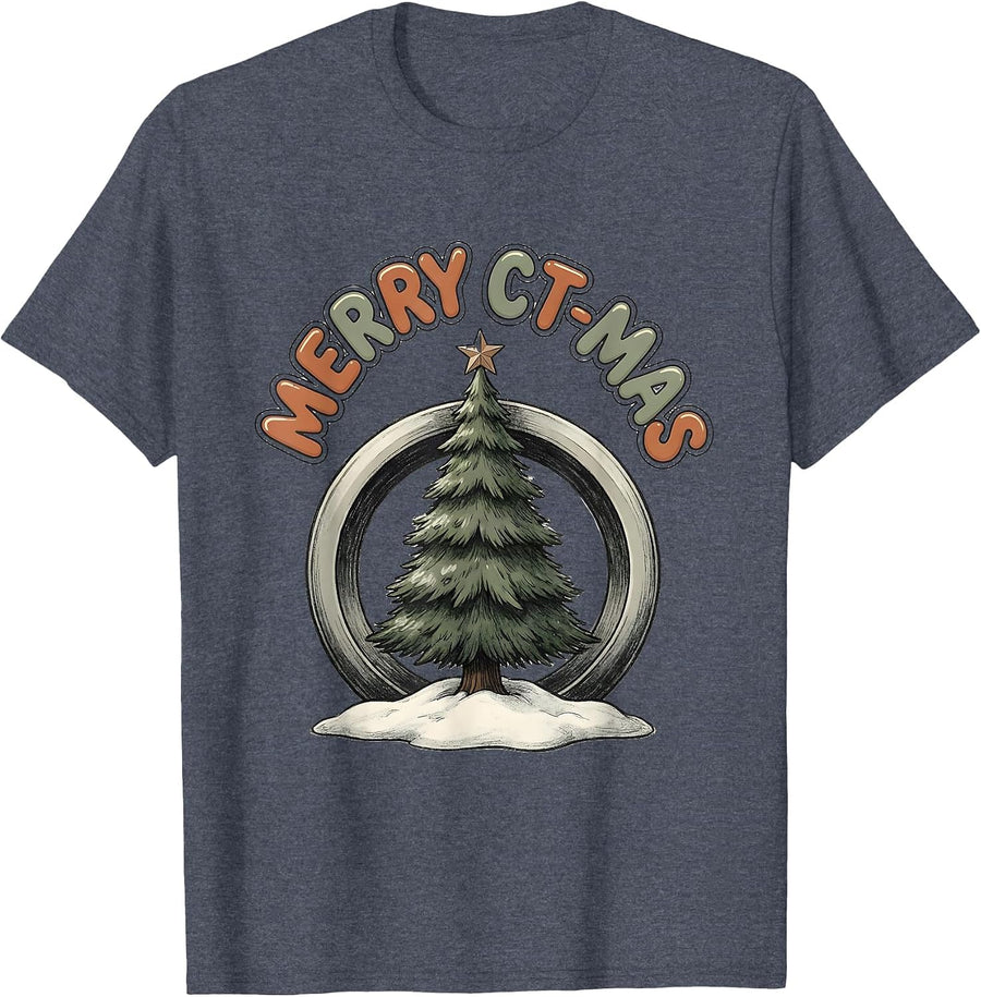 Merry CT-mas Funny Radiology Tech Christmas CT Scan Humor T-Shirt - Heather Blue