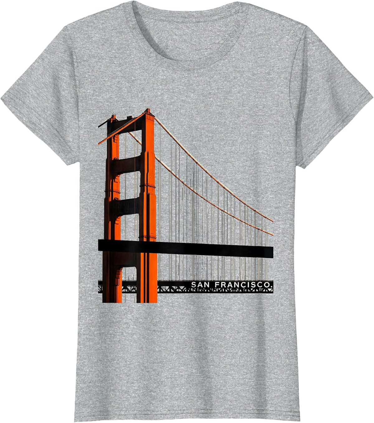 San Francisco Golden Gate Bridge Souvenir Gift Design T-Shirt - Heather Grey