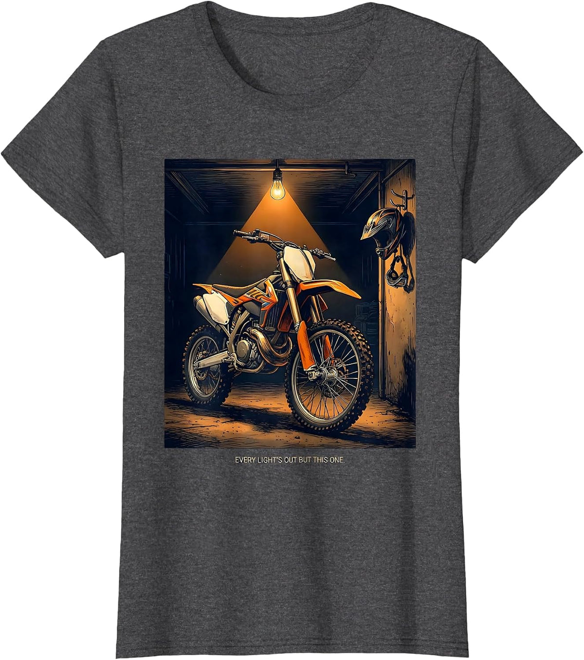 Women's Every Light's Out But This One Funny Dirt Bike Biker Gift T-Shirt - Dark Heather Grey