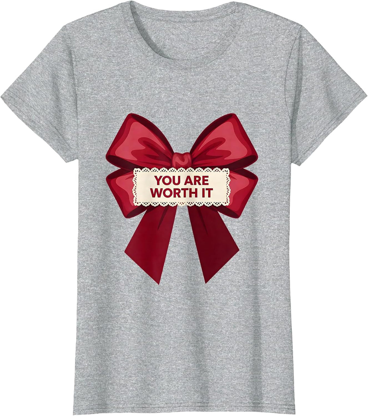 You Are Worth It Inspirational Affirmation Design T-Shirt - Heather Grey